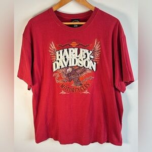 Harley-Davidson Mens Red T-shirt Sz XL Cancun Mexico Felt Embroidery Eagle Logo